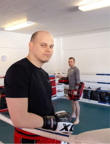 Juha-Matti Runtti ja Jussi Salla OKB:n salilla. Kuva Sami Korkala